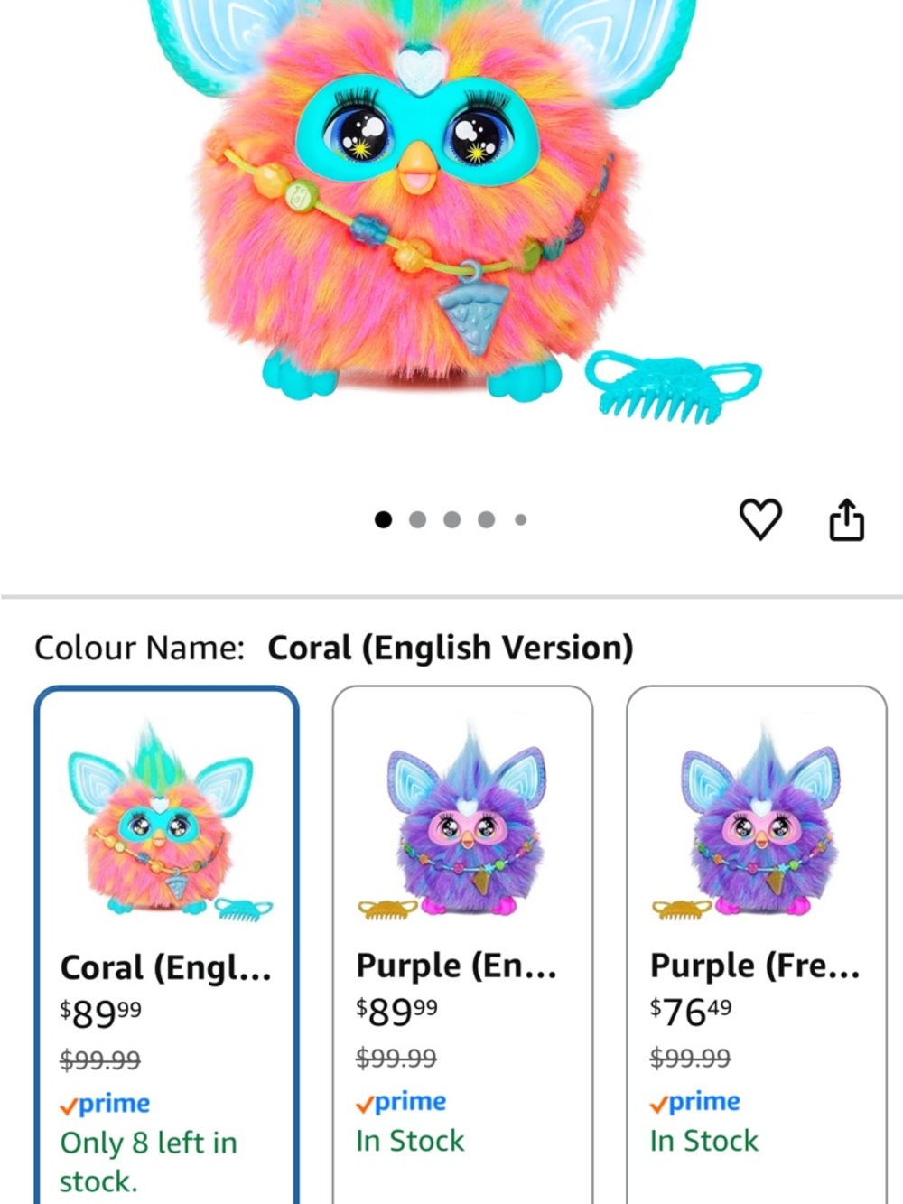Furby Kids Plush Toy- Coral Color